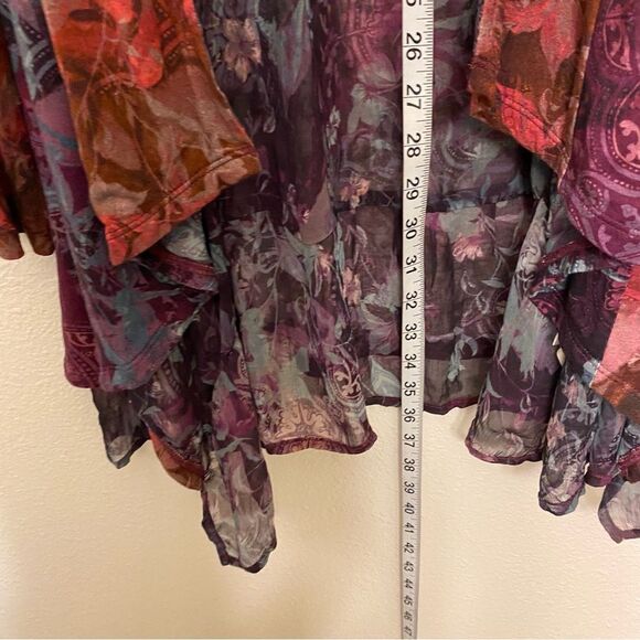 Soft Surroundings Ballia Topper Cardigan Boho Paisley Floral colorful printart M - Picture 7 of 11